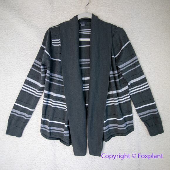 Eddie Bauer stripes open front Cardigan, women size‎ M - Picture 1 of 13